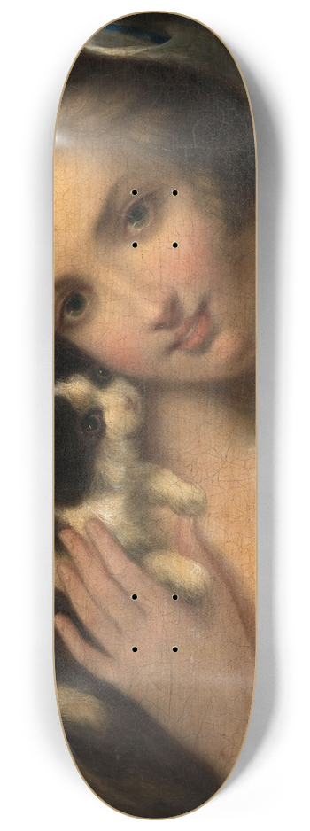 Jean-Baptiste Greuze - Jeune fille au chat 8.25 inch art skate deck