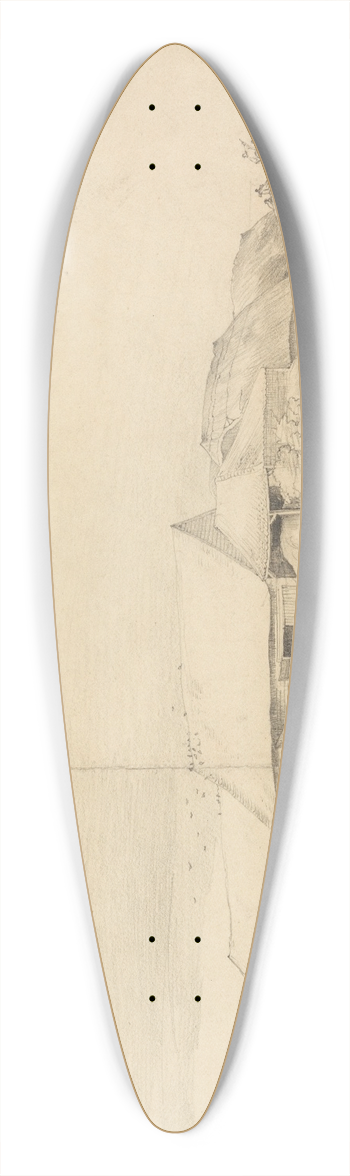 Cornelius Varley - Farm Buildings with Stack Makers 39.3 inch art pintail longboard deck