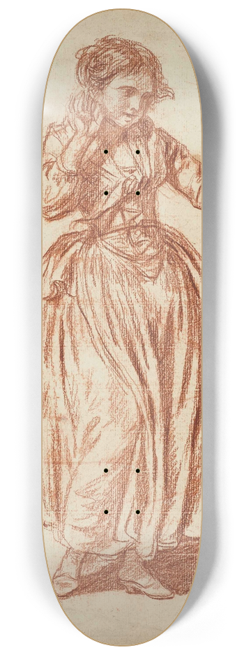 Jean-Baptiste Greuze - Jeune fille debout, la main droite sur loreille 8.25 inch art skate deck
