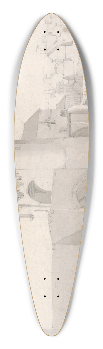 Cornelius Varley - Monnow Bridge, Monmouth, North Wales 39.3 inch art pintail longboard deck