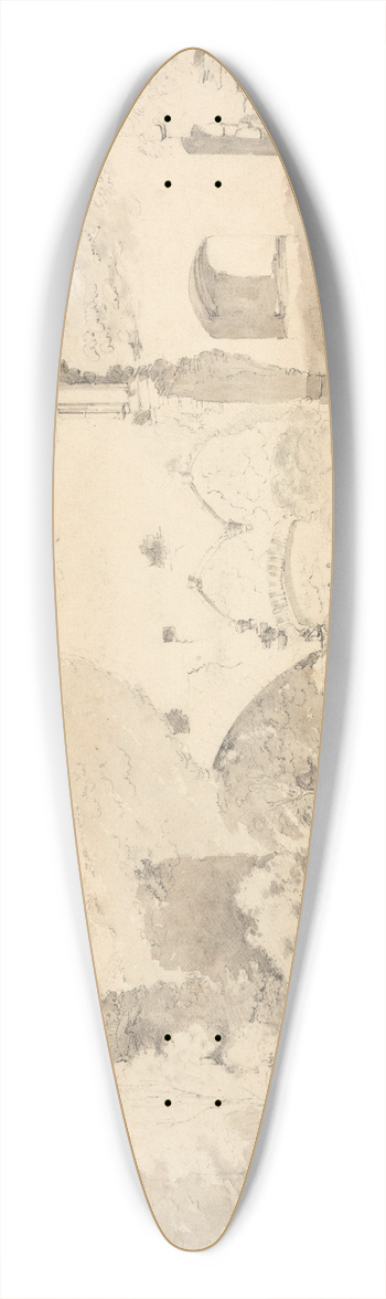 Cornelius Varley - Raglan Castle 39.3 inch art pintail longboard deck