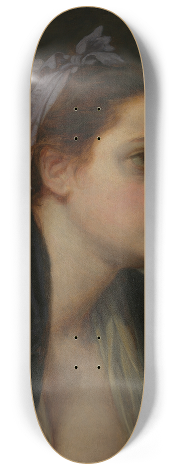 Jean-Baptiste Greuze - Study of a Womans Head 8.25 inch art skate deck