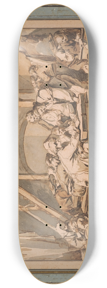 Jean-Baptiste Greuze - The Game of Morra 8.25 inch art skate deck