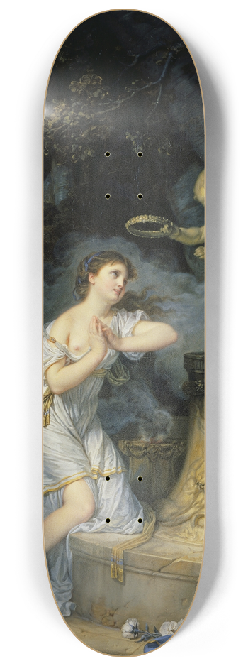 Jean-Baptiste Greuze - Une jeune Fille qui fait sa prire au pied de lautel de lAmour (A Young Woman Praying at the Altar of Love) 8.25 inch art skate deck