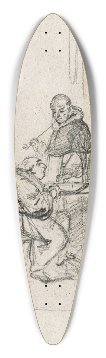 David Bles - Two monks playing chess 39.3 inch art pintail longboard deck