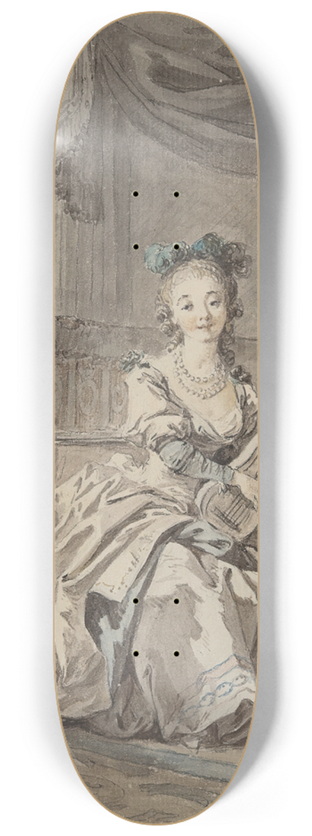 Jean-Baptiste Le Prince - Femme jouant de la guitare dans un intrieur (Les plaisirs de la solitude) 8.25 inch art skate deck