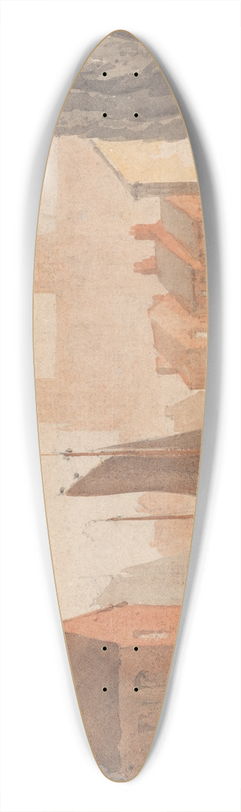 David Cox - Lincoln Cathedral from Brayford Pool 39.3 inch art pintail longboard deck