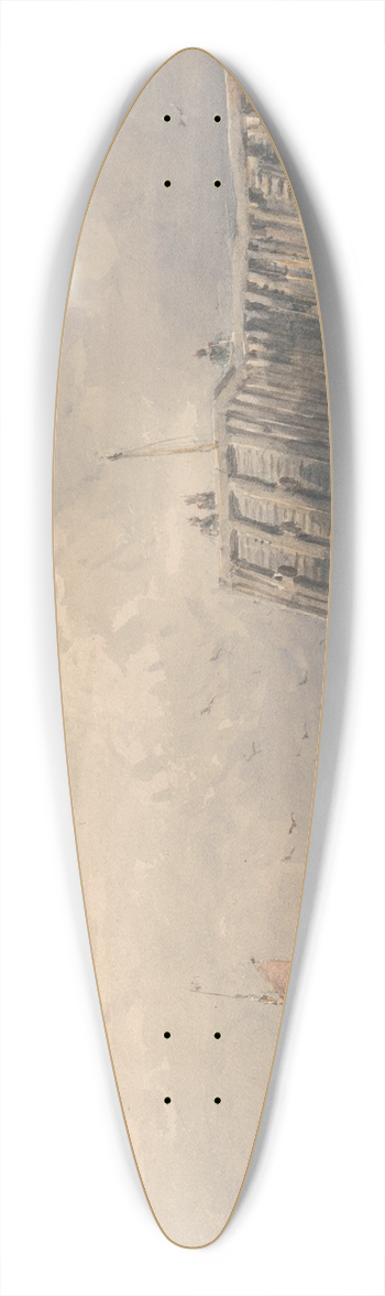 David Cox - Sailing Barges and Shrimpers off a Pier 39.3 inch art pintail longboard deck