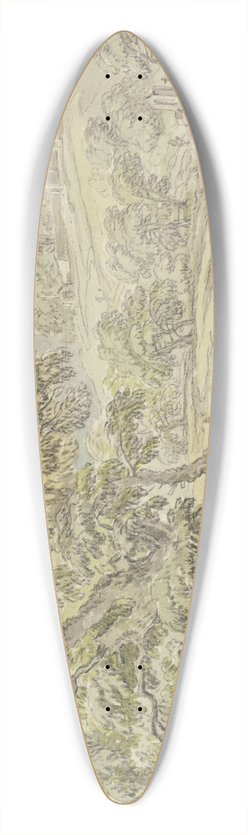 Dirk Maas - Landscape with thunderstorms 39.3 inch art pintail longboard deck