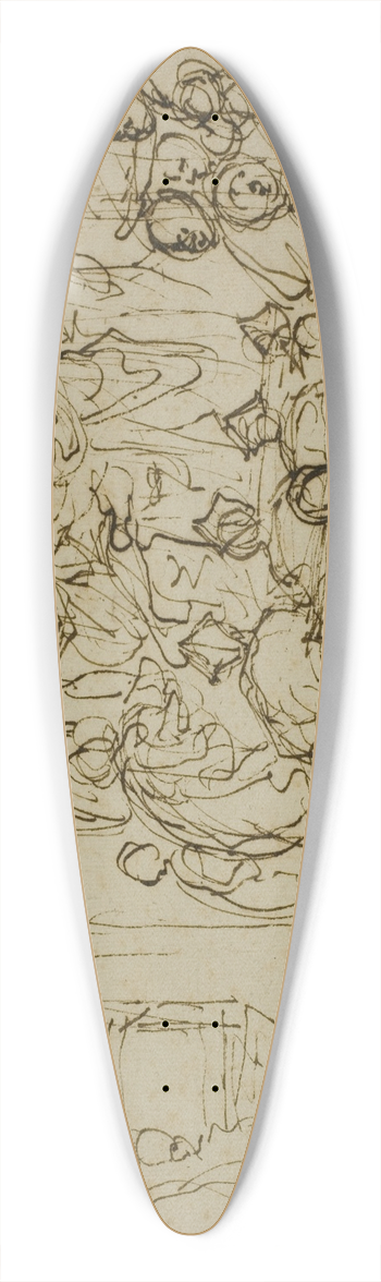 Domenico Cresti - Enthroned King with Attendants 39.3 inch art pintail longboard deck