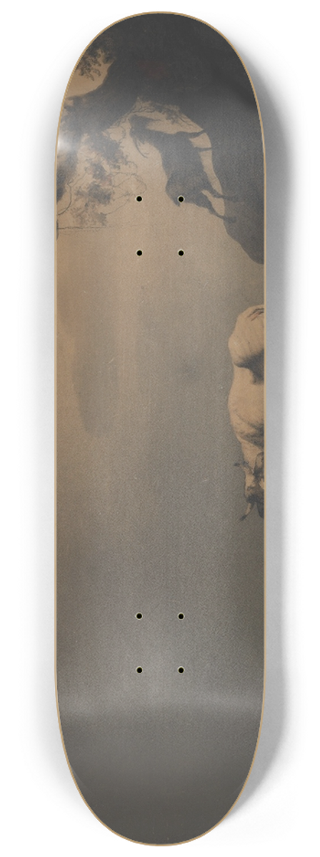 Jean-Baptiste Pillement - Cows and a Goat in a Landscape 8.25 inch art skate deck