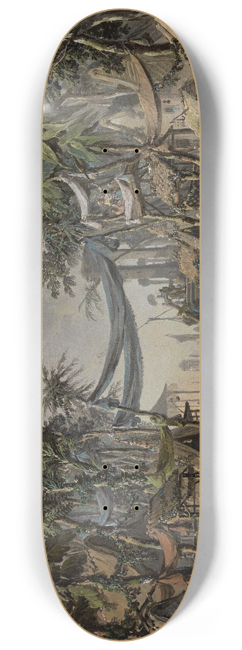 Jean-Baptiste Pillement - Market Scene in an Imaginary Oriental Port 8.25 inch art skate deck