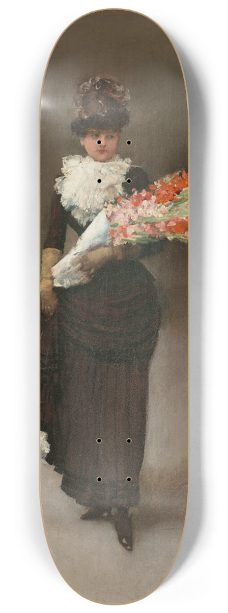 Jean Braud - Jeune femme au bouquet de fleurs 8.25 inch art skate deck