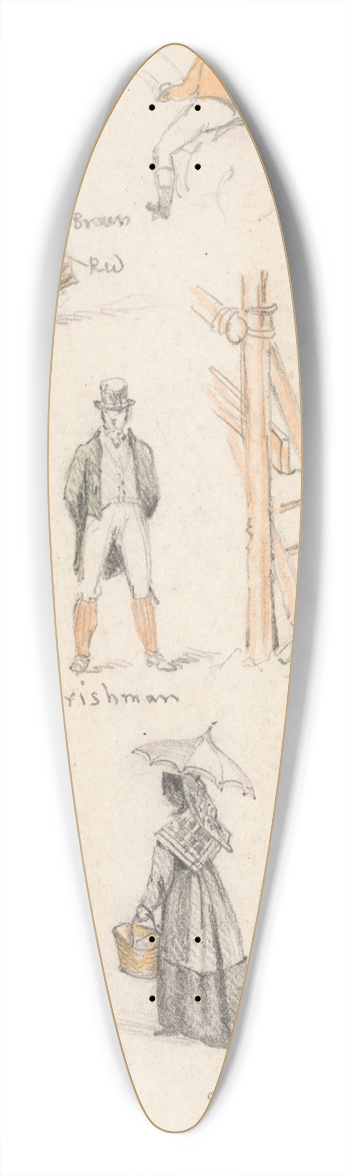 Edmund Thomas Parris - Sketches from Life 39.3 inch art pintail longboard deck