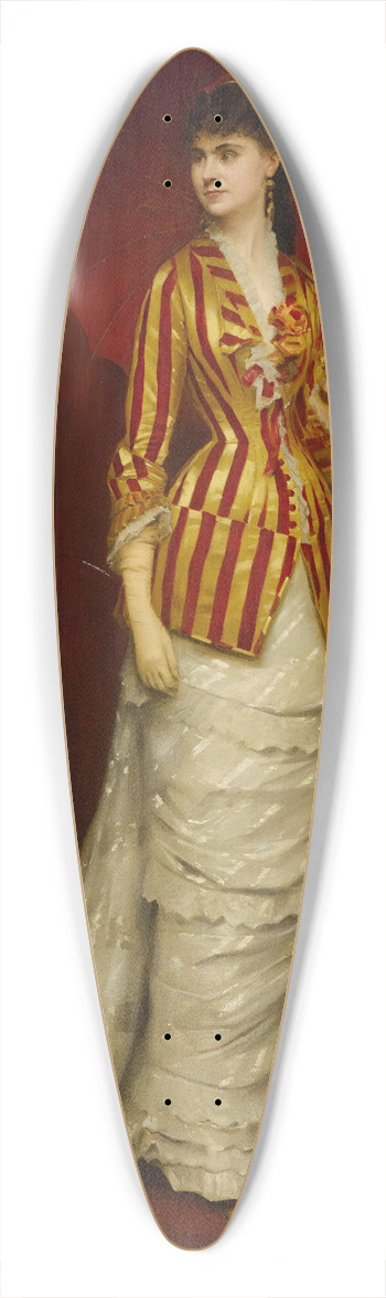 Edouard Alexandre Sain - The Red Parasol 39.3 inch art pintail longboard deck