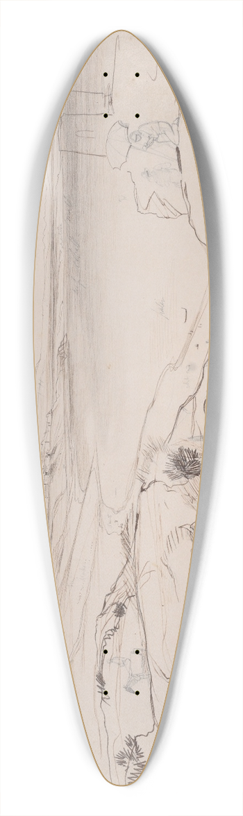 Edward Lear - View of Sciacca, Sicily 39.3 inch art pintail longboard deck