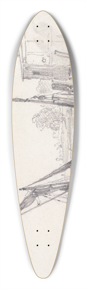 Edward William Cooke - View on the Thames at Battersea 39.3 inch art pintail longboard deck