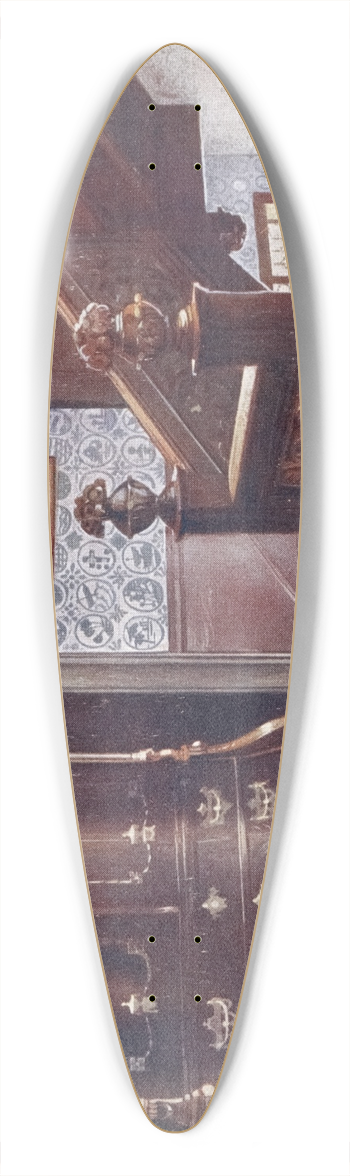 Edwin Foley - Carved walnut bomb armoire with chased mounts 39.3 inch art pintail longboard deck