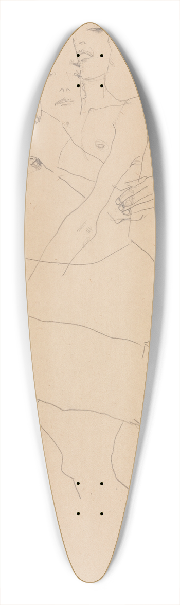 Egon Schiele - Couple Embracing 39.3 inch art pintail longboard deck