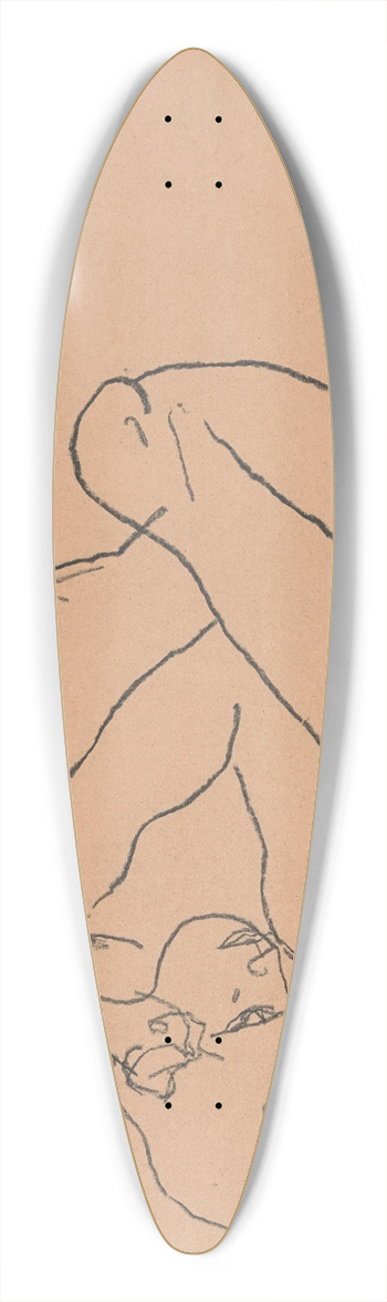 Egon Schiele - Squatting Woman 39.3 inch art pintail longboard deck