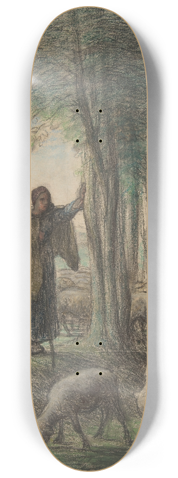 Jean-Franois Millet - A Shepherdess and Her Flock in the Shade of Trees 8.25 inch art skate deck