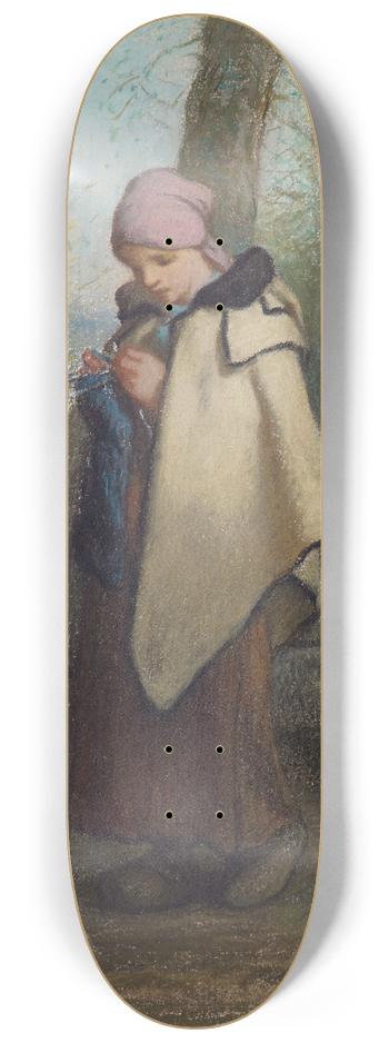 Jean-Franois Millet - The Knitting Shepherdess 8.25 inch art skate deck