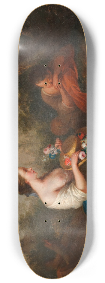 Adam Johann Braun - Erotische Szene im Garten 8.25 inch art skate deck