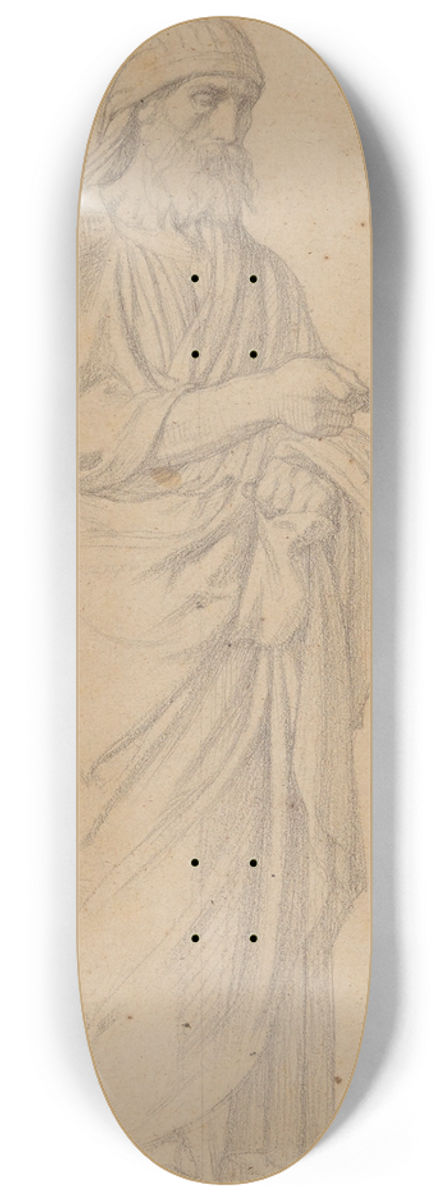 Jean-Hippolyte Flandrin - Homme drap, debout, de trois-quarts  droite 8.25 inch art skate deck