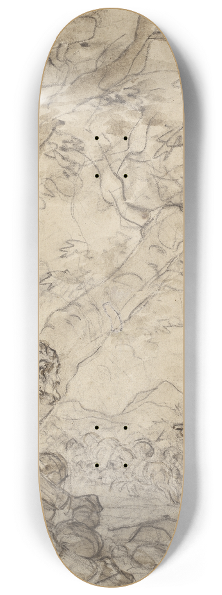 Jean-Honor Fragonard - Don Quixote and Sancho Panza Witness the Attack on Rocinante 8.25 inch art skate deck