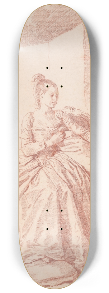 Jean-Honor Fragonard - Seated Young Woman 8.25 inch art skate deck