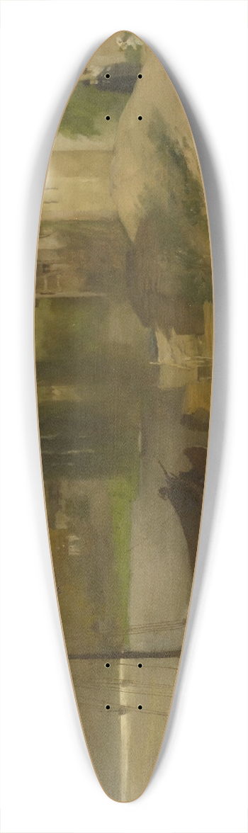 Ernst Schiess - Landscape at the Main River 39.3 inch art pintail longboard deck