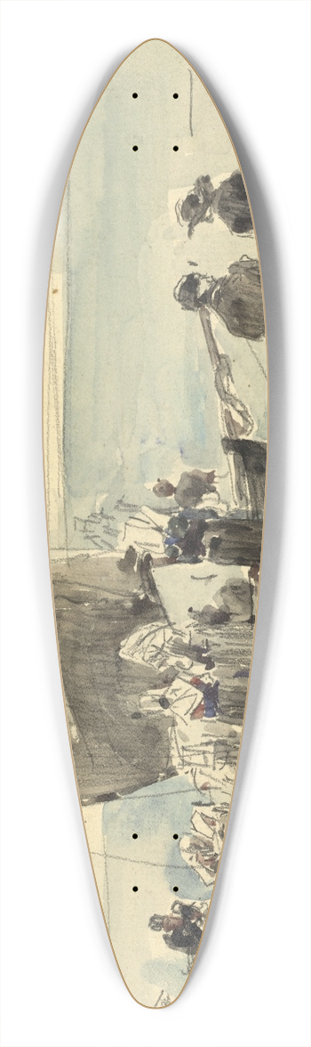 Eugne Boudin - Loading the Boats 39.3 inch art pintail longboard deck