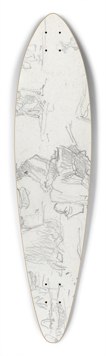 Eugne Boudin - Peasants and Cows (recto) 39.3 inch art pintail longboard deck