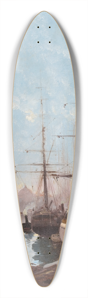 Eugne Galien-Laloue - Harbor Scene 39.3 inch art pintail longboard deck