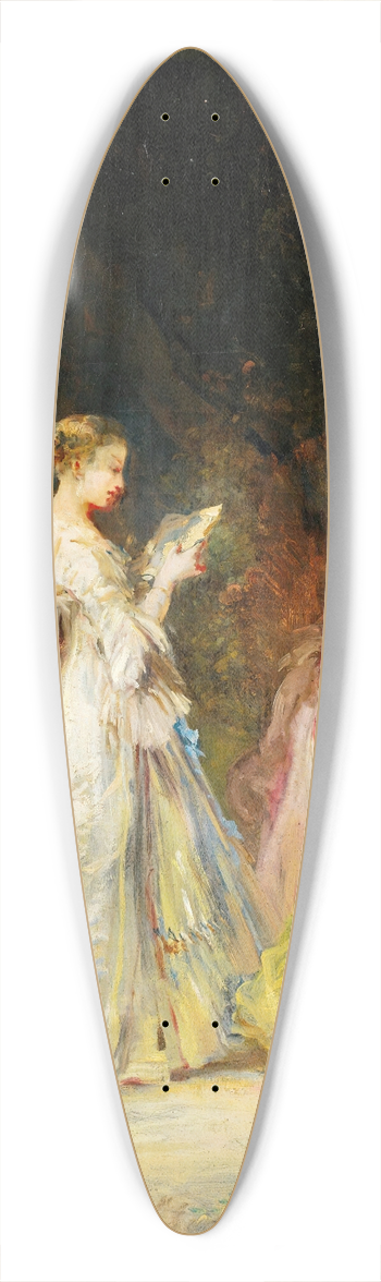 Eugne Isabey - Reading in the park 39.3 inch art pintail longboard deck