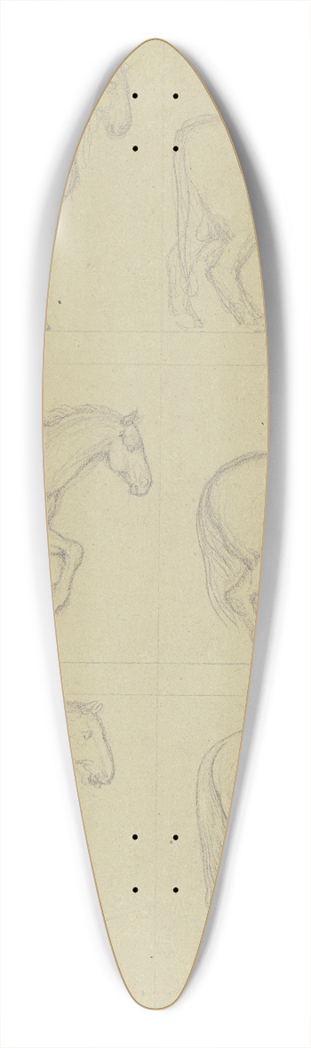 Ferdinand Fellner - Studienblatt; Fnf Pferde und ein Rind 39.3 inch art pintail longboard deck