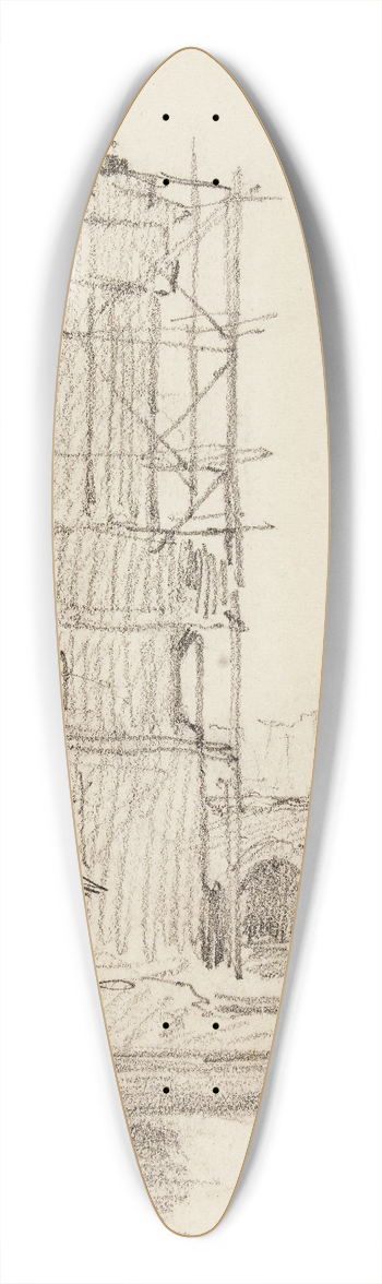 Fernand Cormon - Tour en construction au bord dun fleuve 39.3 inch art pintail longboard deck