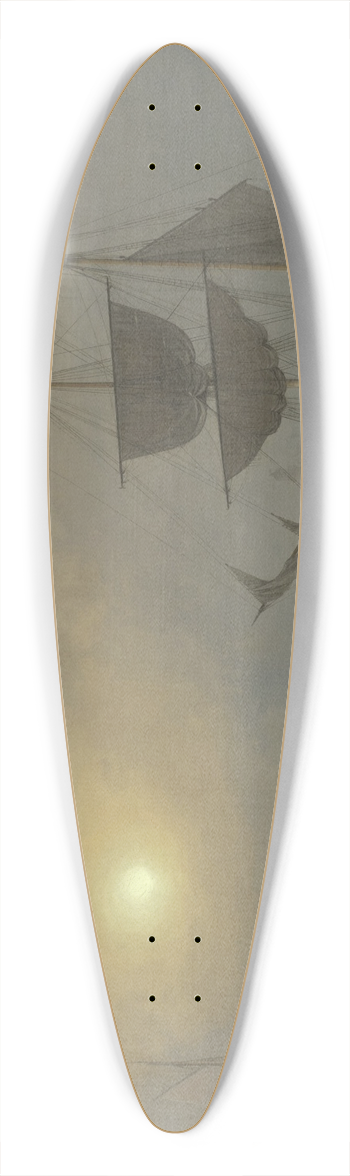 Fitz Henry Lane - Ship in Fog, Gloucester Harbor 39.3 inch art pintail longboard deck