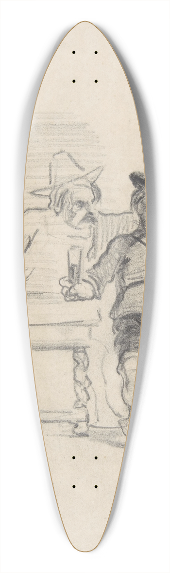 Flicien Rops - Two male figures seated at a table, drinking 39.3 inch art pintail longboard deck