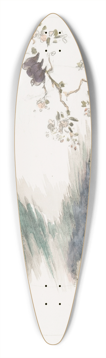 Flix Bracquemond - La nuit. 39.3 inch art pintail longboard deck