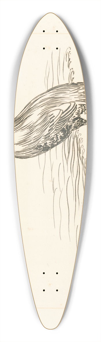 Flix Bracquemond - Un coq perch sur un seau, devant la mer. 39.3 inch art pintail longboard deck