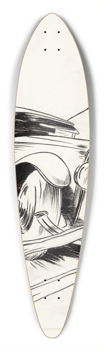 F. Ockerse - Mannen rijden met een auto tegen een hek 39.3 inch art pintail longboard deck