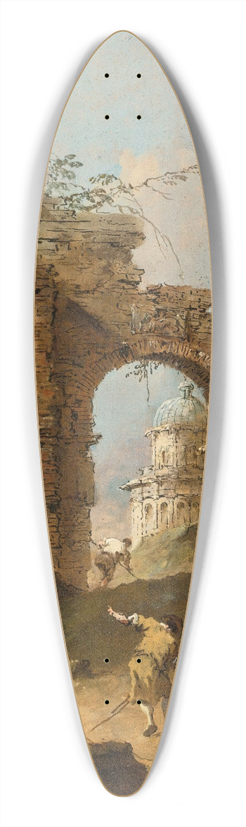 Francesco Guardi - An Architectural Capriccio With Figures By A Ruined Arch 39.3 inch art pintail longboard deck