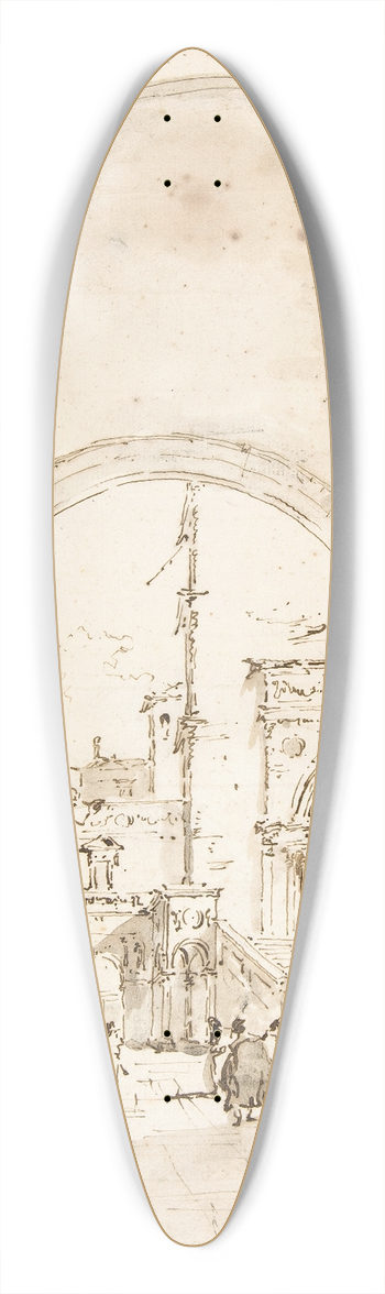 Francesco Guardi - Architectural Capriccio; Grand Staircase Seen through an Archway 39.3 inch art pintail longboard deck