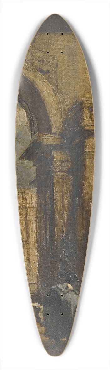 Francesco Guardi - Capriccio; A Palace Courtyard 39.3 inch art pintail longboard deck