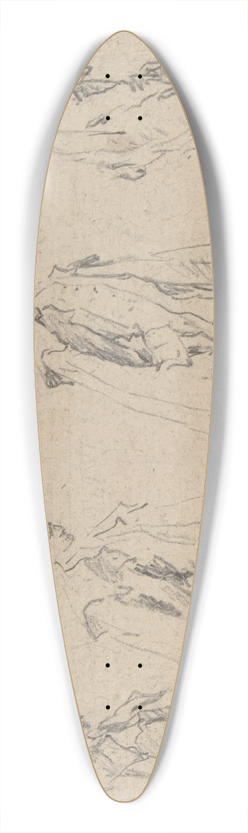 Francesco Guardi - Figure Studies 39.3 inch art pintail longboard deck