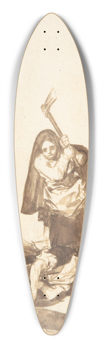 Francisco de Goya - A woman about to attack a sleeping man with an axe 39.3 inch art pintail longboard deck