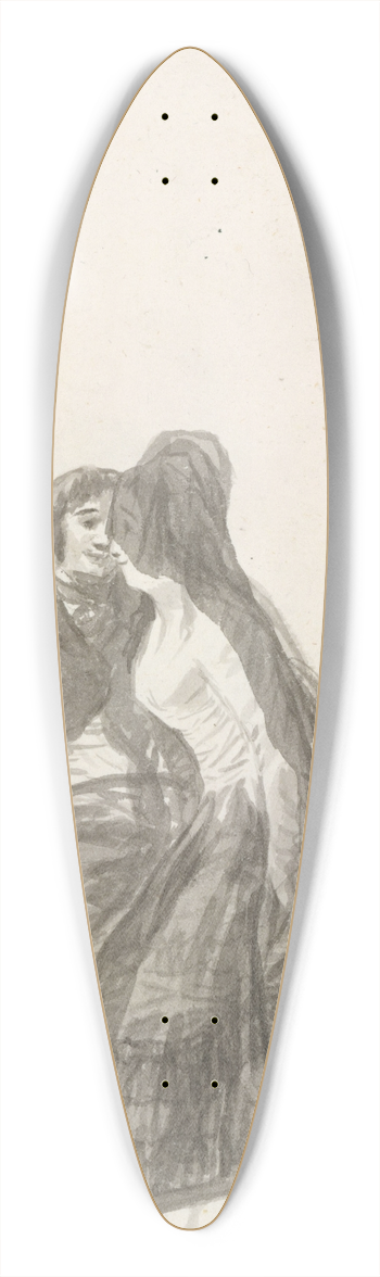Francisco de Goya - Lovers Sitting on a Rock 39.3 inch art pintail longboard deck