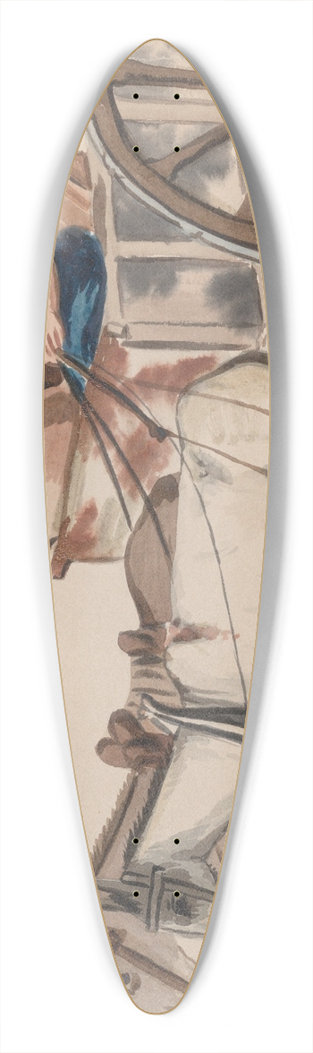 Francisco Fierro - A man driving a cart pulled by mules 39.3 inch art pintail longboard deck