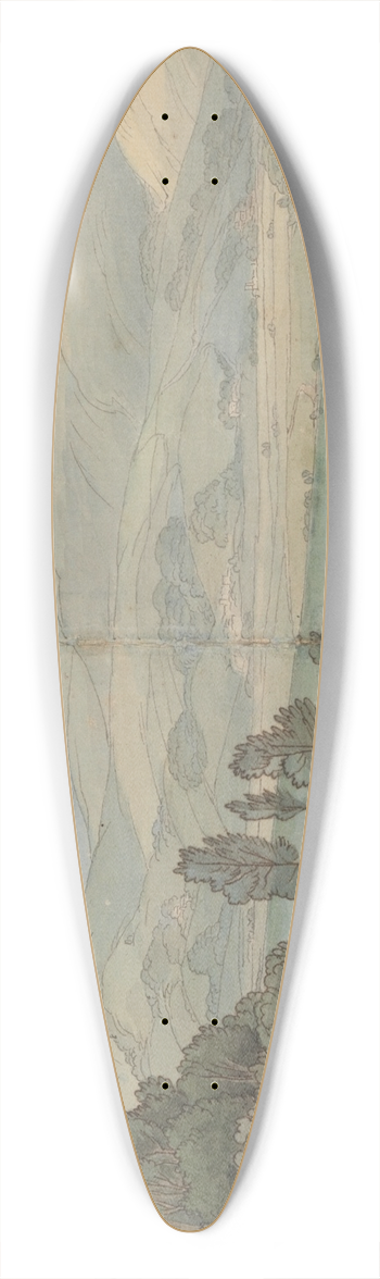 Francis Towne - View of Lake Coniston, Lancashire 39.3 inch art pintail longboard deck